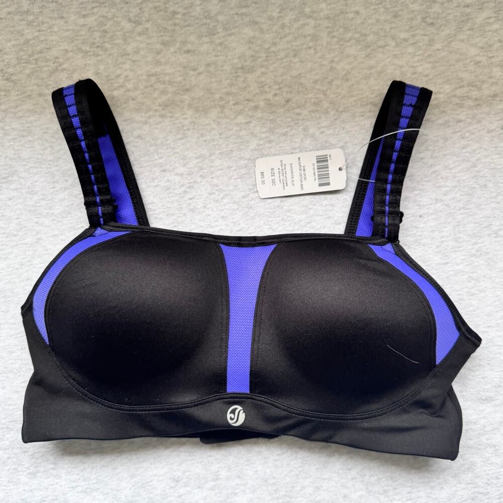 NWT Soma Sport Max Support Underwire Sports Bra in Black/Royal Blue Size 32C